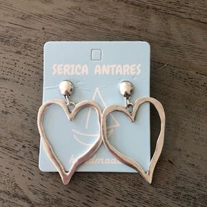 Silver heart hand made earrings